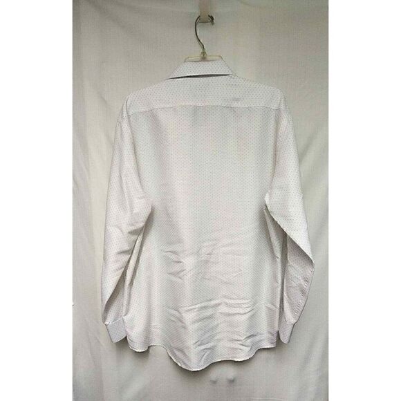 Black Label By Ruffini Men's Polka-Dots White/Gray Long Sleeve Slim-Fit 17-17½ - Picture 5 of 7